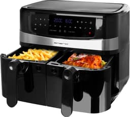 Emerio Dubbele Airfryer XXL 2400W - 10 Liter Heteluchtfriteuse - Regelbare thermostaat 50ºC tot 200ºC - 9 Kookprogramma's - AF-126672.4 Zwart — thumbnail 1