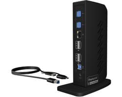 ICY BOX IB-DK2252AC USB 3.0 DisplayLink Dockingstation met Dual 4K@60Hz HDMI/DisplayPort, 6x USB 3.0, Gigabit LAN, Audio Combo Jack, Verticale Stand & Koelventilatie – Voor Windows, macOS, Chrome OS