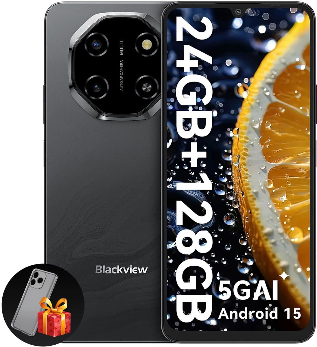 Blackview SHARK 6 Smartphone 5G AI - DUAL SIM - 24 GB RAM - 128 GB ROM - Octa Core - Android 15 - 6,88 inch - NFC - Zwart — afbeelding 1