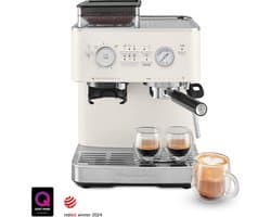 KitchenAid Halfautomatische Espressomachine - Ingebouwde koffiemolen, kantelbaar stoompijpje, 15 bar pomp en drukmeter - Porcelain White