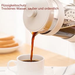CHIWIN French Press Cafetière - Koffiemaker 1000ml - met 3-Lagen Filter - Dikwandig Hittebestendig Glas - Multifunctioneel - Veiligheidsdesign - voor Koffie, Thee en Zelfs Melkschuim - Wit — thumbnail 4