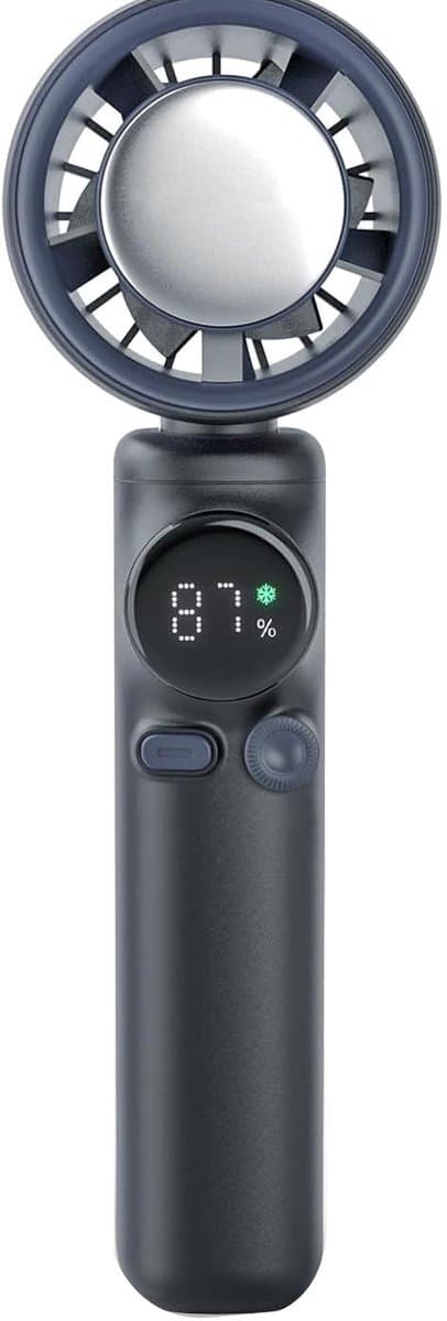 Draagbare handventilator- mini-turboventilator- draagbare miniventilator met 4000 mAh-batterij, koeling, regelbare snelheid (1-100)-geschikt voor reizen en buiten-grijs — afbeelding 1