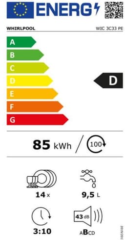 Whirlpool WIC3C33PE - Volledig integreerbare inbouwvaatwasser - 14 couverts - Energielabel D — thumbnail 6