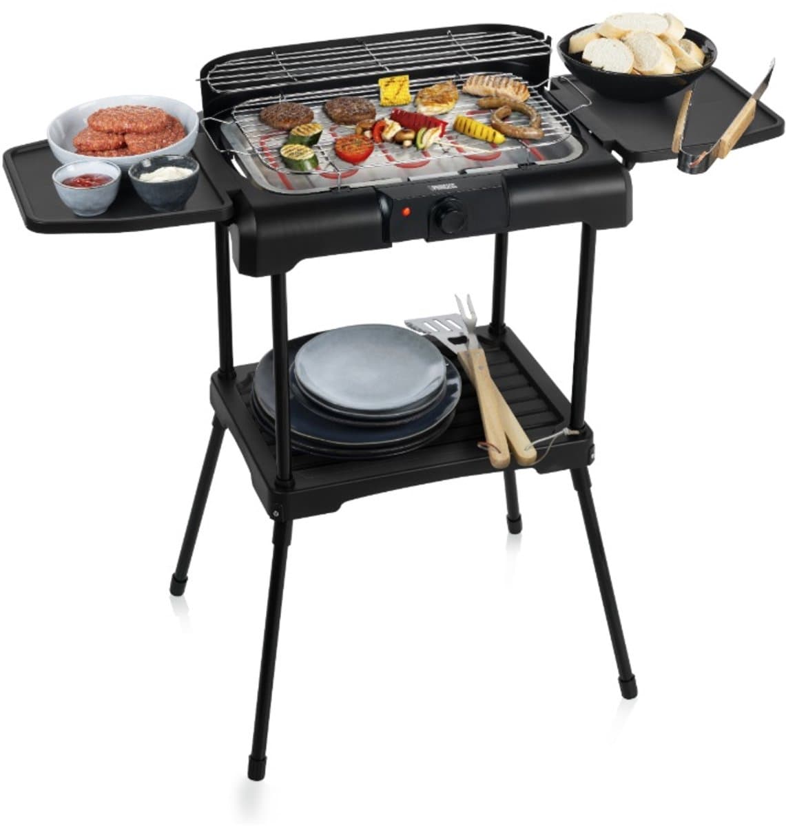 Elektrische Barbecue - Princess 112250 Elektrische BBQ met zijplanken - BBQ - 40x25cm - Met en zonder statief te gebruiken - Met zijplankjes - Ook te gebruiken als tafelgrill - 2200W — afbeelding 1