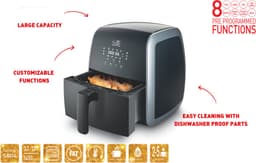 FRITEL Airfryer SnackTastic® 5804 – Airfryer / Heteluchtfriteuse 3,2L – 1450W – Voor 2-5 Personen – Digitaal Touchscreen – 8 Programma’s – Compact – Soft Leder Look – Zwart — thumbnail 5