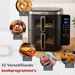 alpina Dubbele Airfryer XXL - 2 x 5.5L Manden - Heteluchtfriteuse 11 Liter - 12 Programma's - 2800 W - Zwart — thumbnail 6