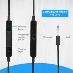 Nuvance Oortjes met Draad - 3.5mm Jack Aansluiting - In-Ear Oordopjes met Draad - Oortjes met Draad en Microfoon - Zwart — thumbnail 3