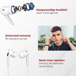 Nuvance Oortjes met Draad - 3.5mm Jack Aansluiting - Oordopjes met Draad - In-Ear Oortjes met Draad en Microfoon - Wit — thumbnail 5
