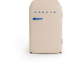 CREATE - Koelkast in retrostijl - Zand - Handvat Kobaltblauw - FRIDGE RETRO 107L