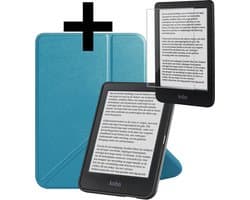 Hoes Geschikt voor Kobo Clara BW - E-reader Bescherm Hoesje Case Sleep Cover Trifold Met Screenprotector - Hoes Geschikt voor Kobo Clara BW Hoesje - Turquoise