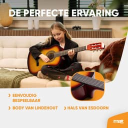 Kinder gitaar - MAX SoloArt akoestische gitaar 3/4 - Met gratis muzieklessen en accessoires - Sunburst — thumbnail 5