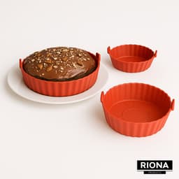 Riona Airfryer bakvorm 7stuks silicone -ovenschaal-Heteluchtoven set 6+1 stuks - rood -accesoires airfryer - cupcakes - Black Friday acties - Cyber Monday deal — thumbnail 4