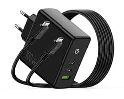 NEUE DAWN - 96W 100W USB C Snellader Oplader Laptop met 1.8m USB C Kabel - met 2 USB C,1 USB A Poort - USB C Adapter voor MacBook Pro/MacBook Air/iPad Pro/Air - compatibel met iPhone 17/16/15/14/13/Lenovo HP ASUS Acer