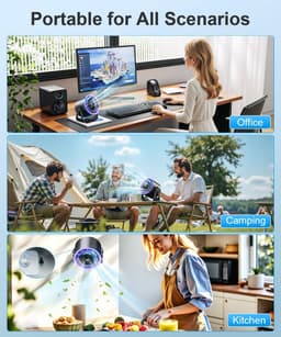 RFWR® Draadloze Oplaadbare Bureauventilator met USB, 4 Snelheden en 360° Draaibaarheid – Compacte Ventilator voor Kantoor, Slaapkamer en Camping — thumbnail 2