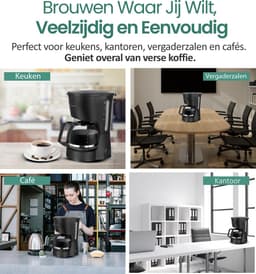 Emerio Compact Koffiezetapparaat met Glazen Kan - 5 Kopjes per Keer - 0,6L Filterkoffie - ook geschikt voor Camping - Uitneembaar Filter - Non-Drip systeem - 600W - CME-116801 Zwart — thumbnail 4