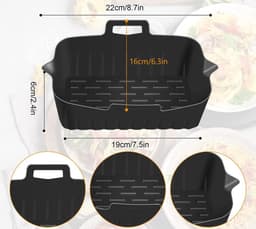 2 stuks - 22*16*6 cm - Siliconen bakvormen - bakplaat - met handgreep - hittebestendige siliconen pan - rechthoekige bakvorm - keukenbenodigdheden - Geschikt voor Airfryer, oven en magnetron - zwart — thumbnail 5