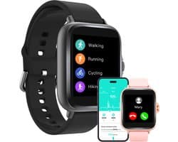 Denver Smartwatch Dames & Heren - Android & iOS - Volledige Belfunctie - Sporthorloge - Hartslagmeter - Stappenteller - Slaapmonitor - Social Media Activiteit - SWC156 - Zwart