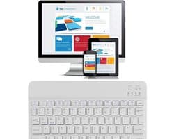 Draadloos Bluetooth Mini Keyboard – Oplaadbaar – QWERTY Toetsenbord – Compatibel met Android, iOS & Windows – Voor Smartphone, Tablet & Laptop - Wit