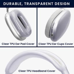 kwmobile 3-in-1 Hoofdtelefoonhoes voor Apple AirPods Max Hoesje - 360° TPU-hoes voor hoofdtelefoon - transparant / lavendel — thumbnail 4