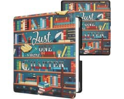 kwmobile e-reader hoesje geschikt voor Amazon Kindle Scribe (2024) hoes - E reader flip case met magnetische sluiting - Ereader cover - bibliotheek design in meerkleurig