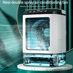 Luchtkoeler - Mini draagbare airconditionerventilator - Geruisloze verdampingsluchtbevochtiger - Airco-unit - 3-in-1 bureau-luchtkoeler met 3 windsnelheden - Koele mist - Bureaukoeler met 7 led-lampjes voor thuis, op reis of op kantoor — thumbnail 2