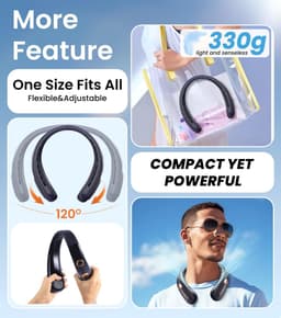 RFWR® Oplaadbare Nekventilator met 360° Luchtstroom en 3 Snelheden - Perfect voor Kantoor, Reizen en Sport — thumbnail 4