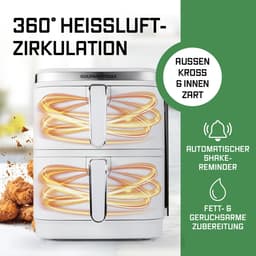 GOURMETmaxx FryUp Verticale heteluchtfriteuse met dubbele kamer, verticale airfryer, inklapbaar touchscreen, 32% ruimtebesparend, inhoud 10 liter, heteluchtfriteuse, 2 kamers — thumbnail 7