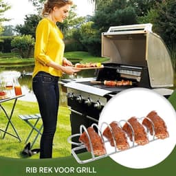 Rib Rack Grill, Large Bbq Rack, 8.66-Inch Compact Stainless Steel Non-Stick Frame, Cooking Tool for Outdoor Air Fryer Picnic Lawn Garden Use, Meal Prep, Events, or Weekend — thumbnail 4