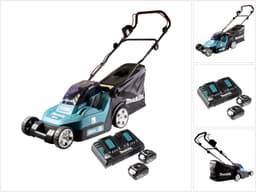 Makita DLM 432 PG2 accu grasmaaier 36 V ( 2x 18 V ) 43 cm borstelloos + 2x accu 6.0 Ah + dubbele lader — thumbnail 1