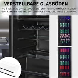 128lmini koelkast, 8l kast+120L koelkast, bevat 94 doses limonade, water, bier of wijn. Ruis -laag werking, compressor koelsysteem, energie -efficiënt, verstelbare planken, blauw — thumbnail 4