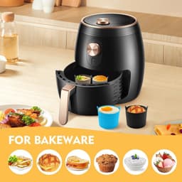 Siliconen Taartvorm - 4 Stucks - φ 6cm - Geschikt Voor Airfryer - Ronde Bakvorm - Silicone - Taart Vorm - Anti Kleeflaag - Bakken - Gebak - Cake - Koekjes - Dessert - Toetjes - Quiche — thumbnail 6