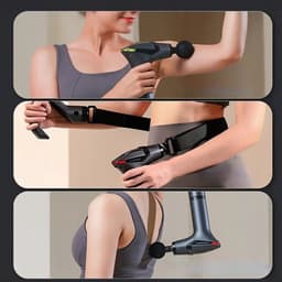 Fitness Muscle Fascia Gun - met afneembaar handvat - 12 verschillende snelheidsniveaus - LCD-scherm - ademhalingslicht - 1500 mAh-batterij - donkergrijs — thumbnail 5