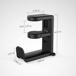 Headset houder - headset stand - Draaibare hoofdtelefoonstandaard - gamingheadsethouder - met 360 graden draaibaarheid en kabelclip-organizer - verstelbare klembeugel onder bureau - Zwart — thumbnail 2