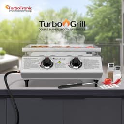 TurboTronic TT-BBQ6 Tafelgrill – Draagbare Tafelmodel Gasgrill - 2 Branders - RVS Bakoppervlak | Tuin Grill - Outdoor & Camping — thumbnail 2