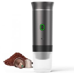 Draagbaar Koffiezetapparaat voor Onderweg - Draadloos voor in de Auto - 12 Volt - Espresso - Capsule Koffie - Gemalen Koffie - Cups - Oplaadbaar - Draagbare Koffiemachine — thumbnail 1