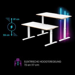 Elektrisch verstelbaar bureau voor kinderen en jongeren 120x60 cm – hoogte 55–81 cm, Ultradesk PULSAR, in hoogte verstelbaar kinderbureau, groeit mee met kind, ergonomisch studiebureau, wit — thumbnail 3
