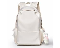 Schooltas- Rugtas - Schooltas meisje - Unisex Laptop Rugzak - School Backpack - Studenten - Scholieren - Waterdicht - Geen accessoires meegeleverd - Gebroken wit met accessoire