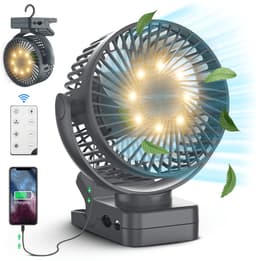 Vulpes Goods® Tech - Mini USB Ventilator PRO - Oplaadbare Tafelventilator - Stille Mini Fan met Afstandsbediening - Handventilator - Klein, Stil & Geruisloos - 3 Snelheden & Verlichting - 12000 mAh & Powerbank functie - Premium Zwart — thumbnail 1