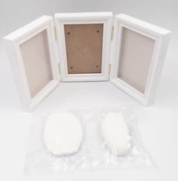 Handafdruk Voetspoor Fotolijst voor Baby's - Perfecte Douchegift - Niet-giftige Klei - Wit Houten Frame - Jongens Meisjes. — thumbnail 5