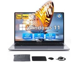 Huidun HiBook 6 Laptop - 15,6 inch Full HD - 16 GB RAM - 512 GB SSD - Intel N150 - Windows 11 Notebook - UHD Graphics - 5000mAh - Grijs