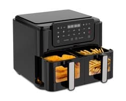 Strex Airfryer XXL - 10L - 2500W - Heteluchtfriteuse - Dubbele Airfryer - 50ºC tot 200ºC - 10 Kookprogramma's - Zwart