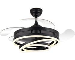 Bovista Plafondventilator - Met Verlichting - Plafond Ventilator - Met Lamp - Plafonniere Met Ventilator - Met Licht - Zwart - 106cm