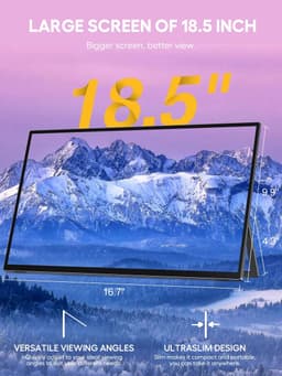 Serolux® - Pc - Monitoren - Portable Monitor – Draagbare Monitor 18.5 Inch – Touchscreen - 1920 x 1080p - Full HD - Refresh rate 120 Hz - USB-C - Mini-HDMI - 3.5 mm audio - USB OTG - Zwart — thumbnail 2
