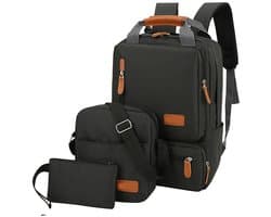 Rugzak - schooltas - 3 - delige Rugzakset Dames Heren Laptop Rugzak Schoudertas Kleine Zak voor Reizen School Zakelijk Werk College Past tot 36.83cm