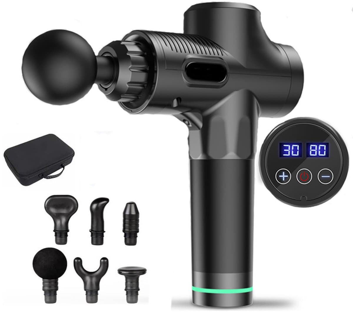 Massage Gun - Massage Apparaat - Massage Pistool - Inclusief Koffer en 6 Opzetstukken - Krachtig en Draadloos - Extra Krachtig en Stil - Sport en Relax Massage Apparaat - Professioneel - Fitness - Zwart — afbeelding 1