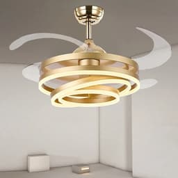 Bovista Plafondventilator - Met Verlichting - Plafond Ventilator - Met Lamp - Plafonniere Met Ventilator - Met Licht - Goud - 106cm — thumbnail 1