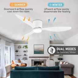 Livano Plafondventilator - Met Verlichting - Plafond Ventilator - Met Lamp - Plafonniere Met Ventilator - Met Licht - Wit - 105cm — thumbnail 2