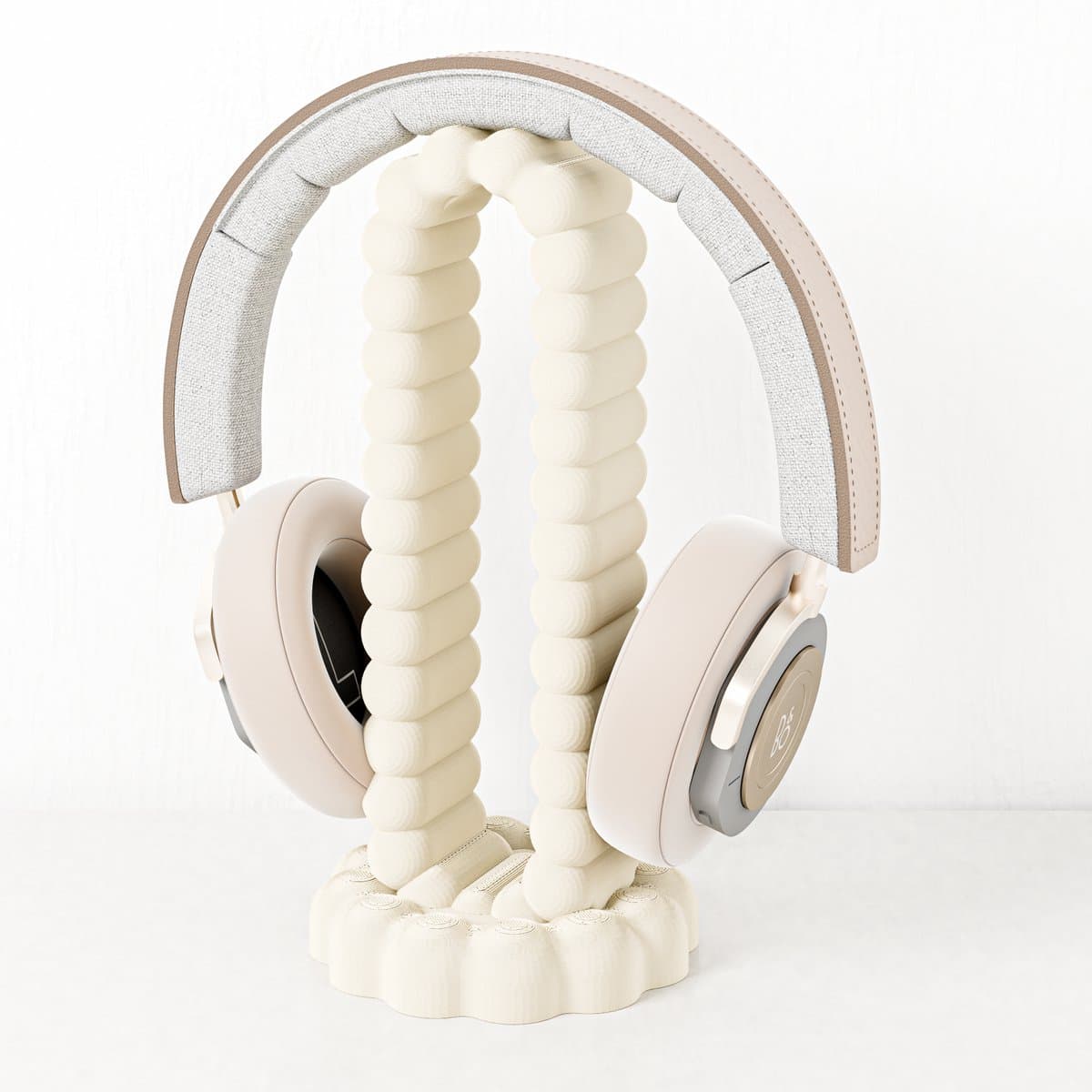 Koptelefoon standaard cremè/beige - Fleuriek Headset houder - Headset stand bureau accessoire - Headphone stand - Game accessoires voor koptelefoon- Speels design — afbeelding 1