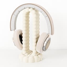 Koptelefoon standaard cremè/beige - Fleuriek Headset houder - Headset stand bureau accessoire - Headphone stand - Game accessoires voor koptelefoon- Speels design — thumbnail 1