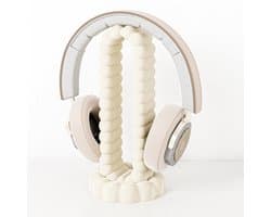 Koptelefoon standaard cremè/beige - Fleuriek Headset houder - Headset stand bureau accessoire - Headphone stand - Game accessoires voor koptelefoon- Speels design